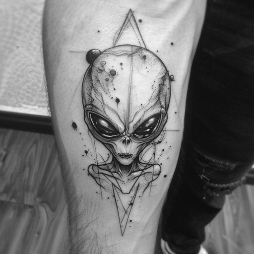 Simple tattoos for men of an alien, Humberto Ramos style