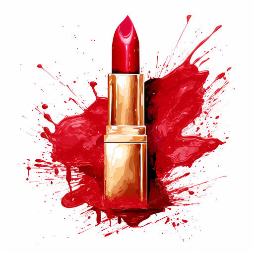 Lipstick in Oil painting style on white background