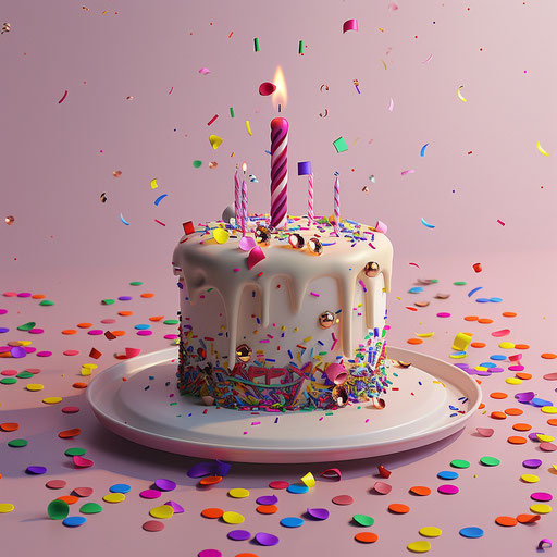 Birthday clipart with photo realistic style and a flat random background