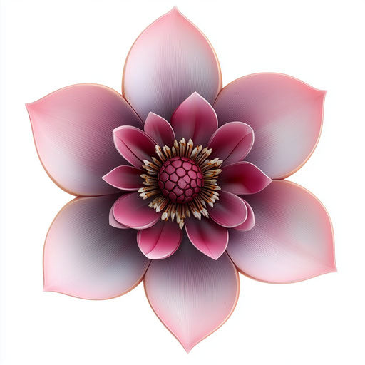 3D cute flower in photo realistic style with a flat white background, isolated clipart