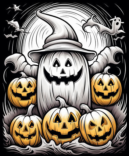 Halloween ghosts and pumpkins to color for kids