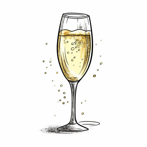 Champagne glass in Minimalist style, on white background