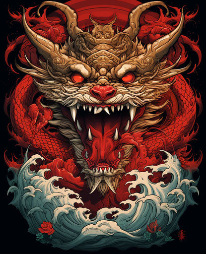 The red dragon with its teeth, alchemical symbolism style
