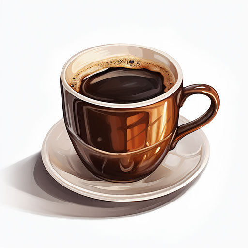 Coffee mug clipart in the style of Chiaroscuro Art, on white background