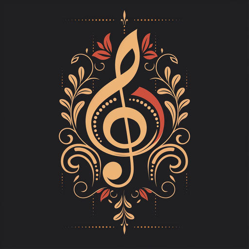 Classic emblem music logo with traditional colors on heritage background