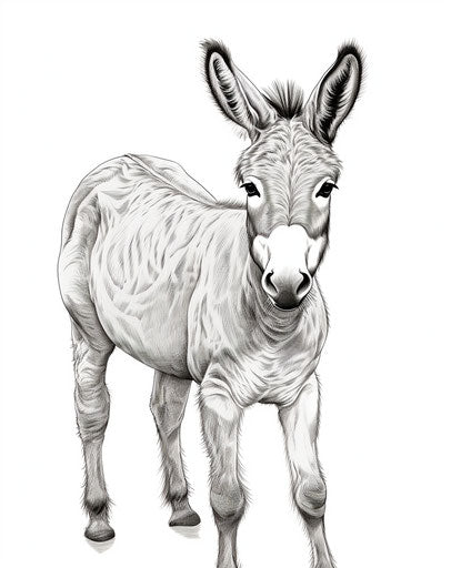 Cute donkey to color in playful and colorful style