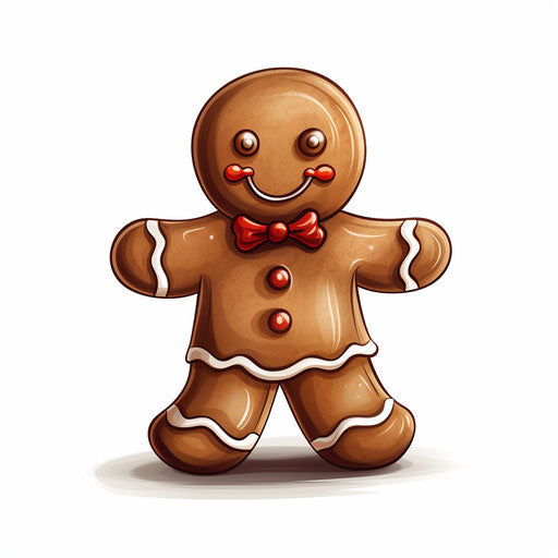 Gingerbread man clipart in the style of Chiaroscuro Art, on a white background