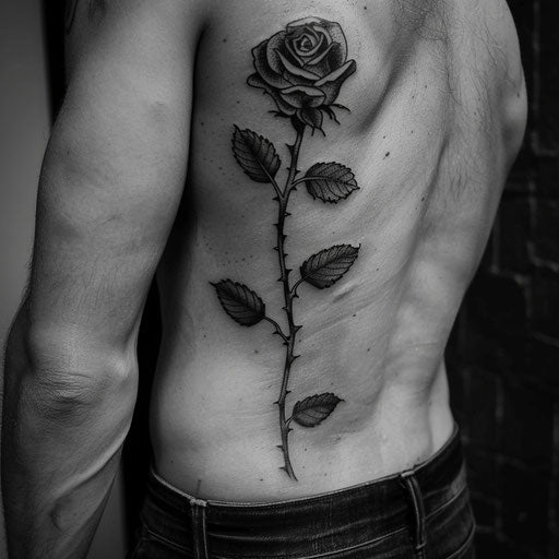Rose tattoos for men in a dark, fantasy style