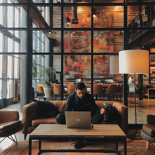 Businessman in a relaxed and sophisticated co-working space