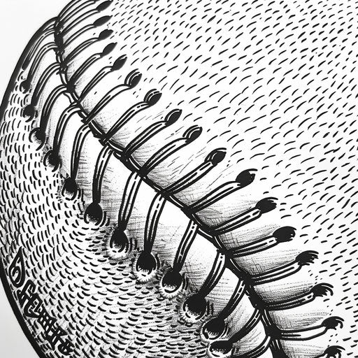 Intricate stitching pattern on a baseball