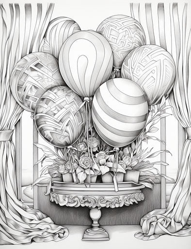 Happy birthday balloon coloring page