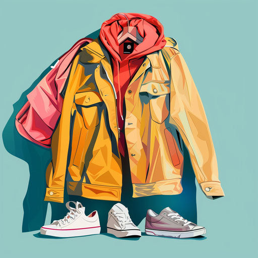 Clothing illustration with colorful background and enhanced detail