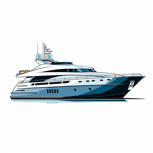 Yacht clipart in the Minimalist style, on white background