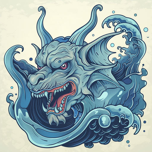 Flat nautical gargoyle tattoo sketch