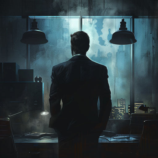The mysterious businessman in a dim office