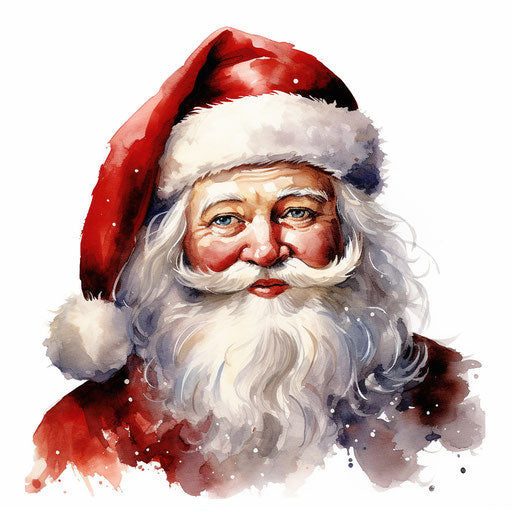 Santa Claus portrait in oil painting style, on white background