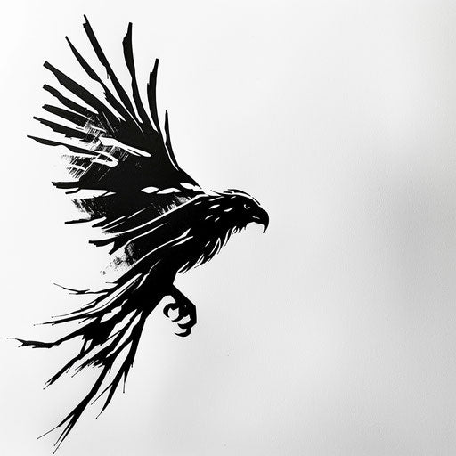 Elegant hawk silhouette tattoo design, minimalistic lines