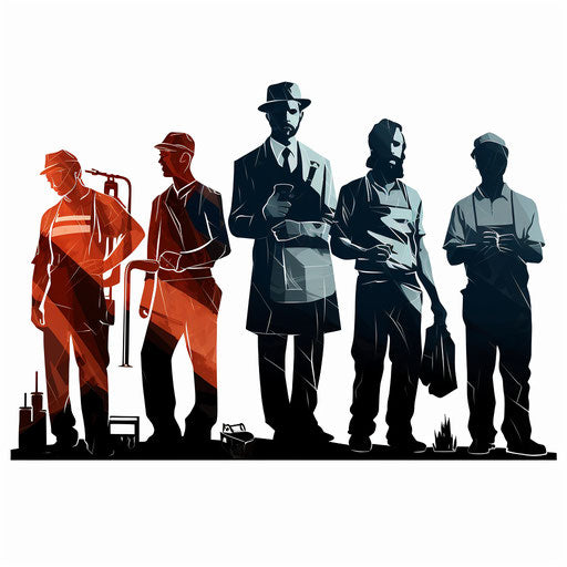 Jobs clipart in Chiaroscuro Art style, on white background