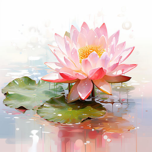 Lotus flowers illustration in the style of oil painting, on white background