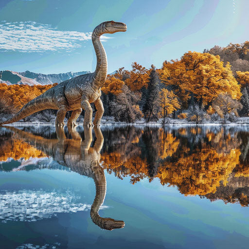 Diplodocus by the crystal-clear lake