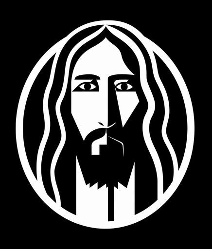 Black and white Jesus, simplistic vector art