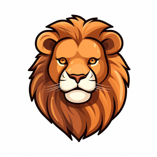 Cartoon lion in Minimalist style, on white background