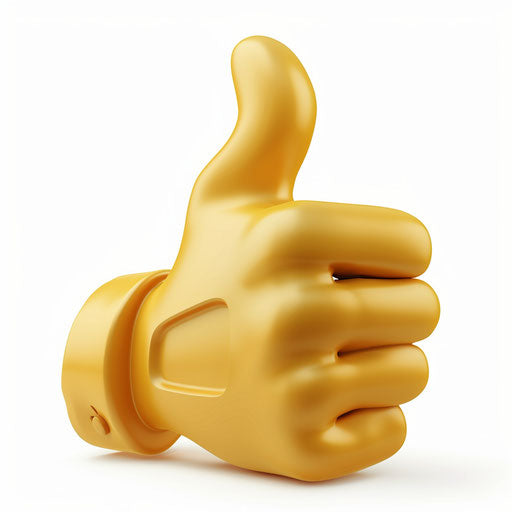 Small Yellow Thumb Up on White Background, Navy and Gold Style