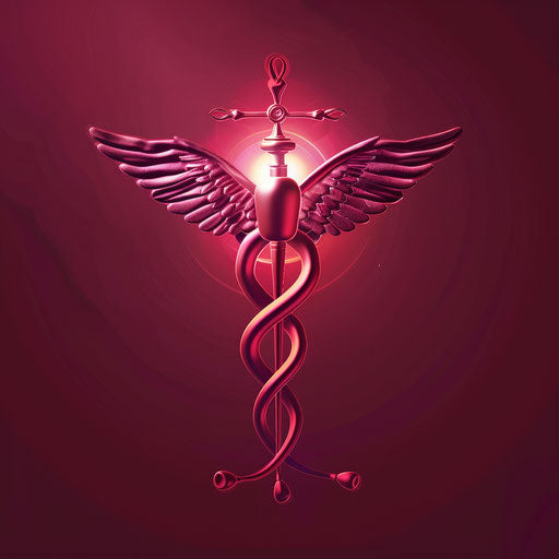 Realistic medical clipart on luminous burgundy background