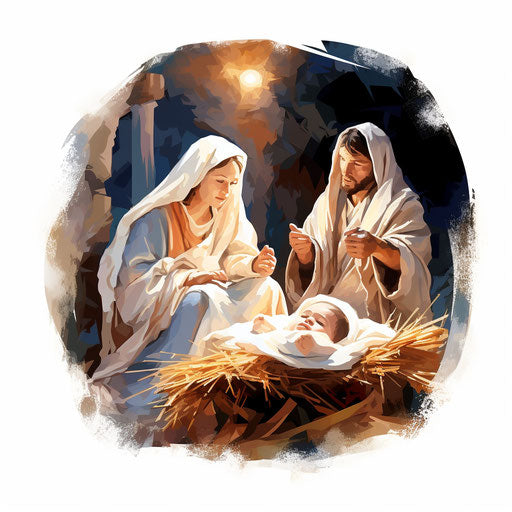 Nativity clip art in the style of Oil painting