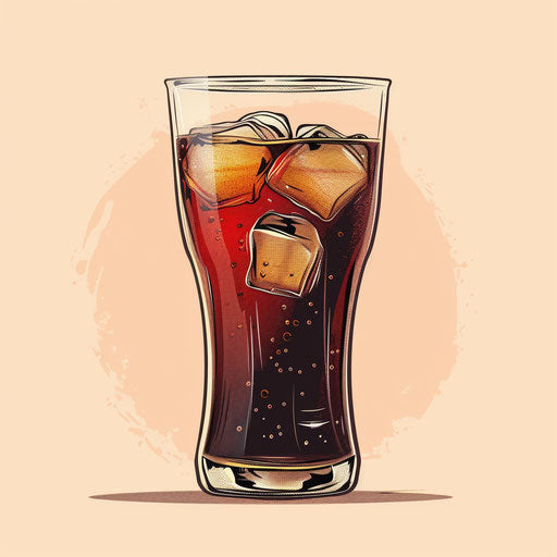 Soda clipart in photo realistic style with flat random background, vintage filter and delicate lines