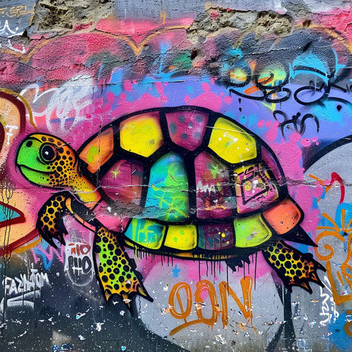 Graffiti turtle in city