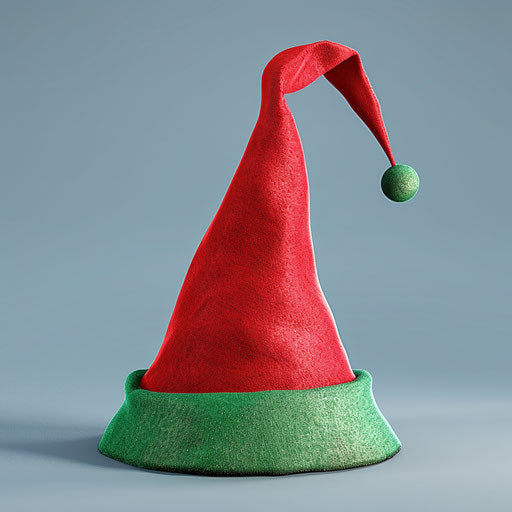 Elf hat clipart on blue background in realistic style