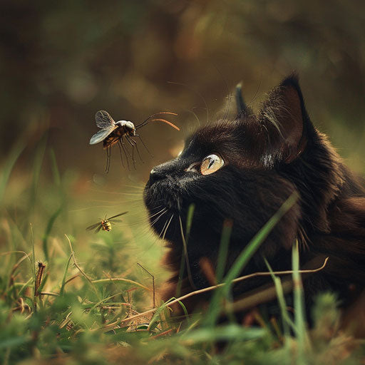 Fat cat staring at an insect