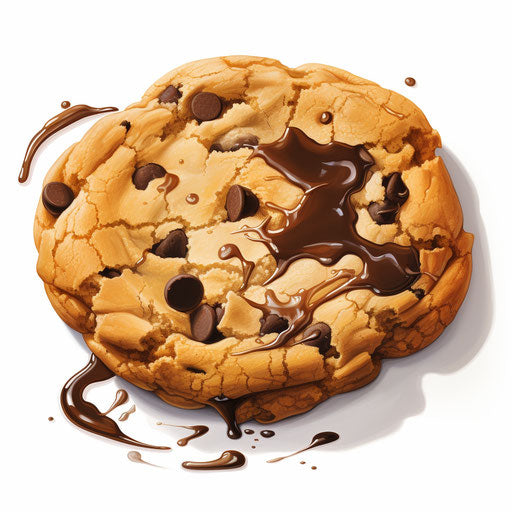 Chocolate chip cookie illustration in the style of oil painting, on white background