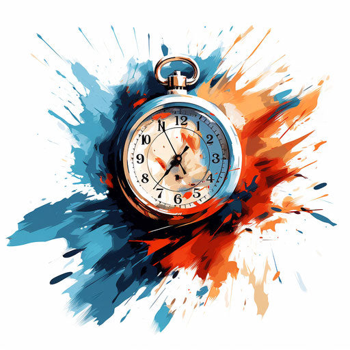 Stopwatch clipart in the style of Impressionistic Art, on white background