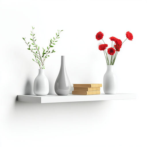 3D shelf on white background, realistic style