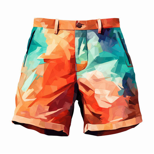 Shorts clipart in the style of Impressionistic Art, on a white background