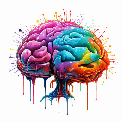 Brain clipart in the style of Oil painting, on a white background
