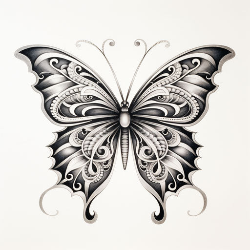 Engraved line-work butterfly tattoo designs Tonga Maranao art