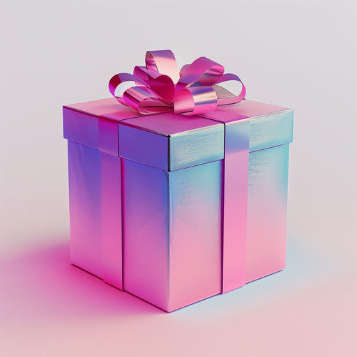 Realistic gift clipart on flat white background, smooth gradients, high detail