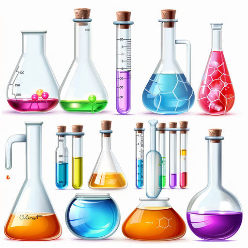 Chemistry clipart in photo realistic style on white background