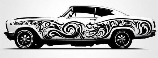 Car decals black & white, outrun luxury, commissioned work