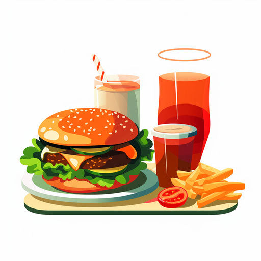 Minimalist lunch illustration on white background