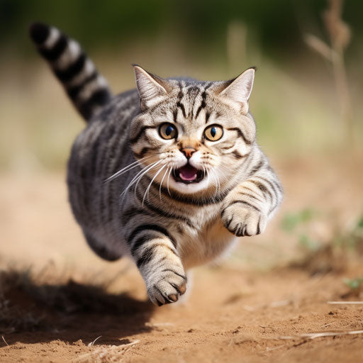 American shorthair cat running