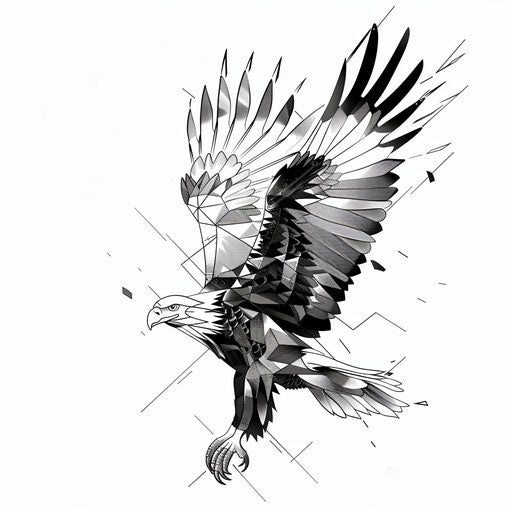Minimalist eagle silhouette, geometric tattoo design