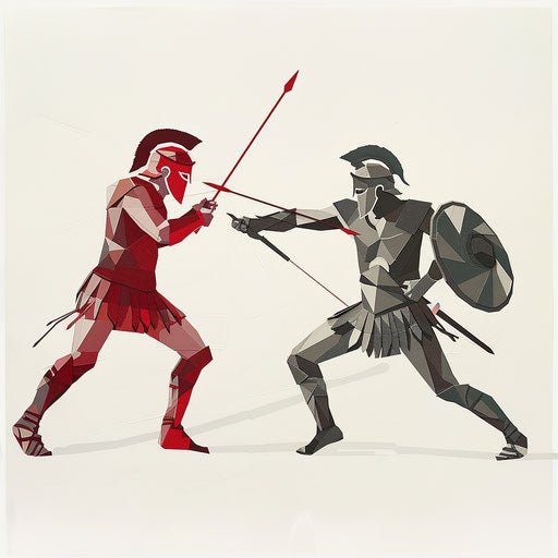 Minimalist Spartan battle scene
