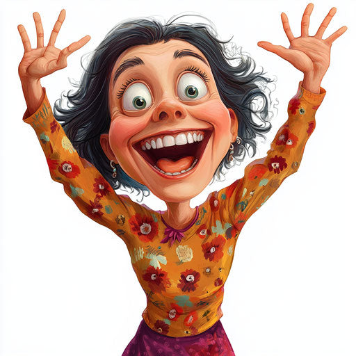 Humorous caricature of a mom with human characteristics