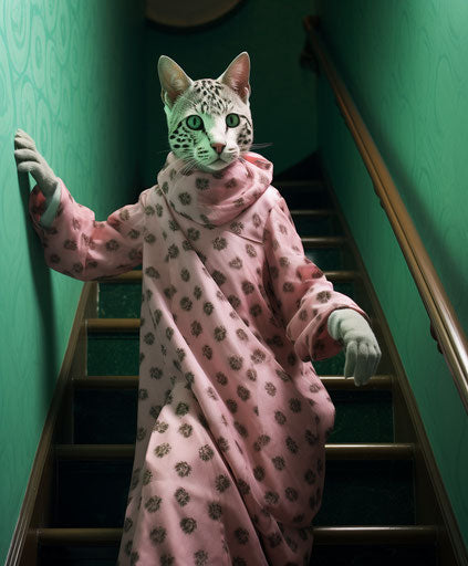 Cat player on the stairs