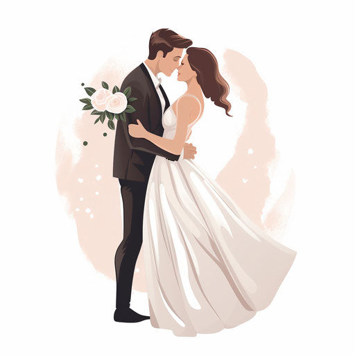Minimalist style wedding clipart on white background