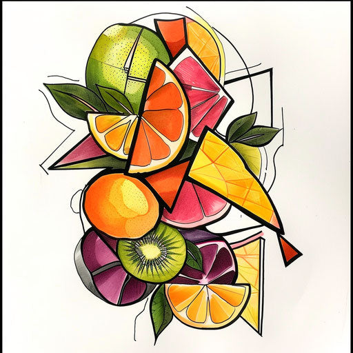 Abstract flat tattoo sketch with jagua fruits